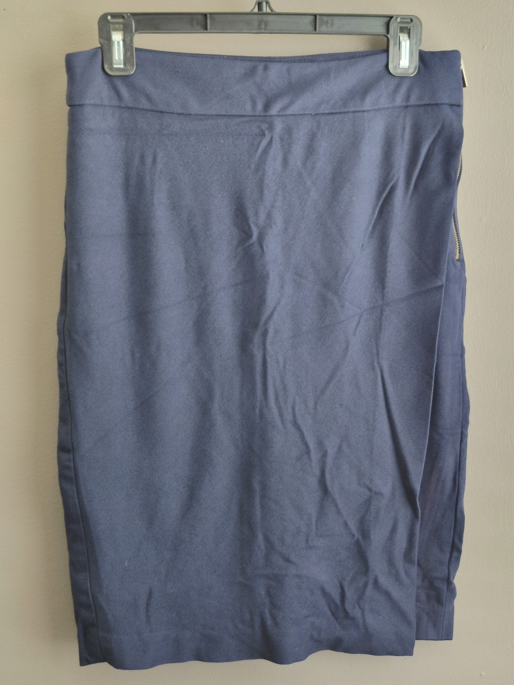 Premise Studio Navy Straight Pencil Skirt Wrap-front